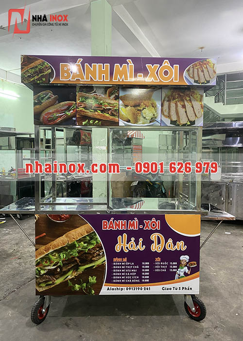 Xe bán bánh mì xôi inox