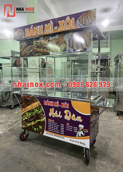 Xe bán bánh mì xôi inox